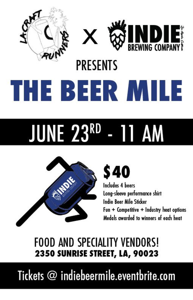 The Beer Mile in Los Angeles at Indie Brewing Company