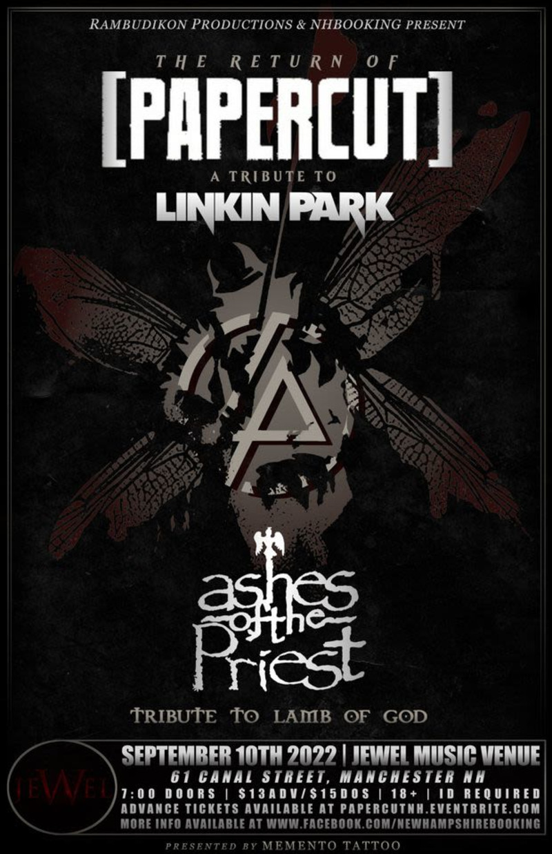 The Return of Papercut with Ashes of The Priest in Boston at Jewel