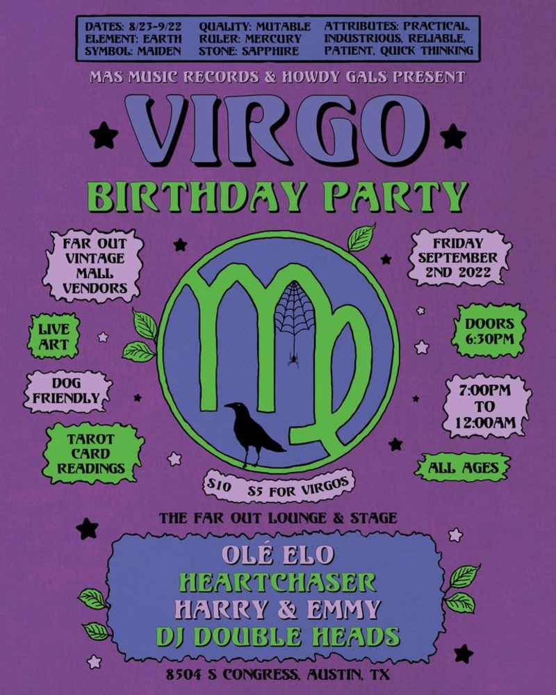 Virgo Birthday Party ft Olé ELO, Harry & Emmy, Heartchaser, DJ