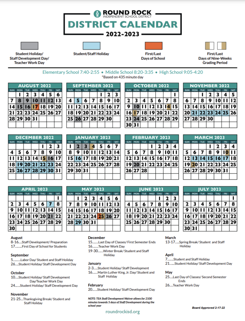 Round Rock ISD Spring Break - March 13-17, 2023 in Austin at Round