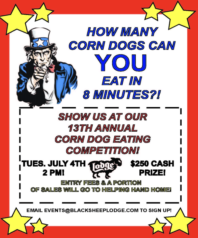 13th Annual Corn Dog Eating Contest in Austin at Black Sheep Lodge