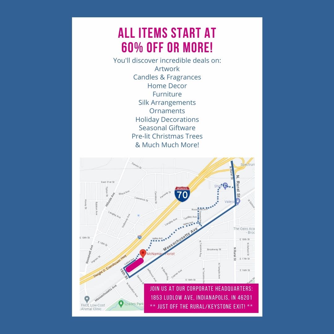 HUGE Annual Garage Sale in Indianapolis at McNamara Florist