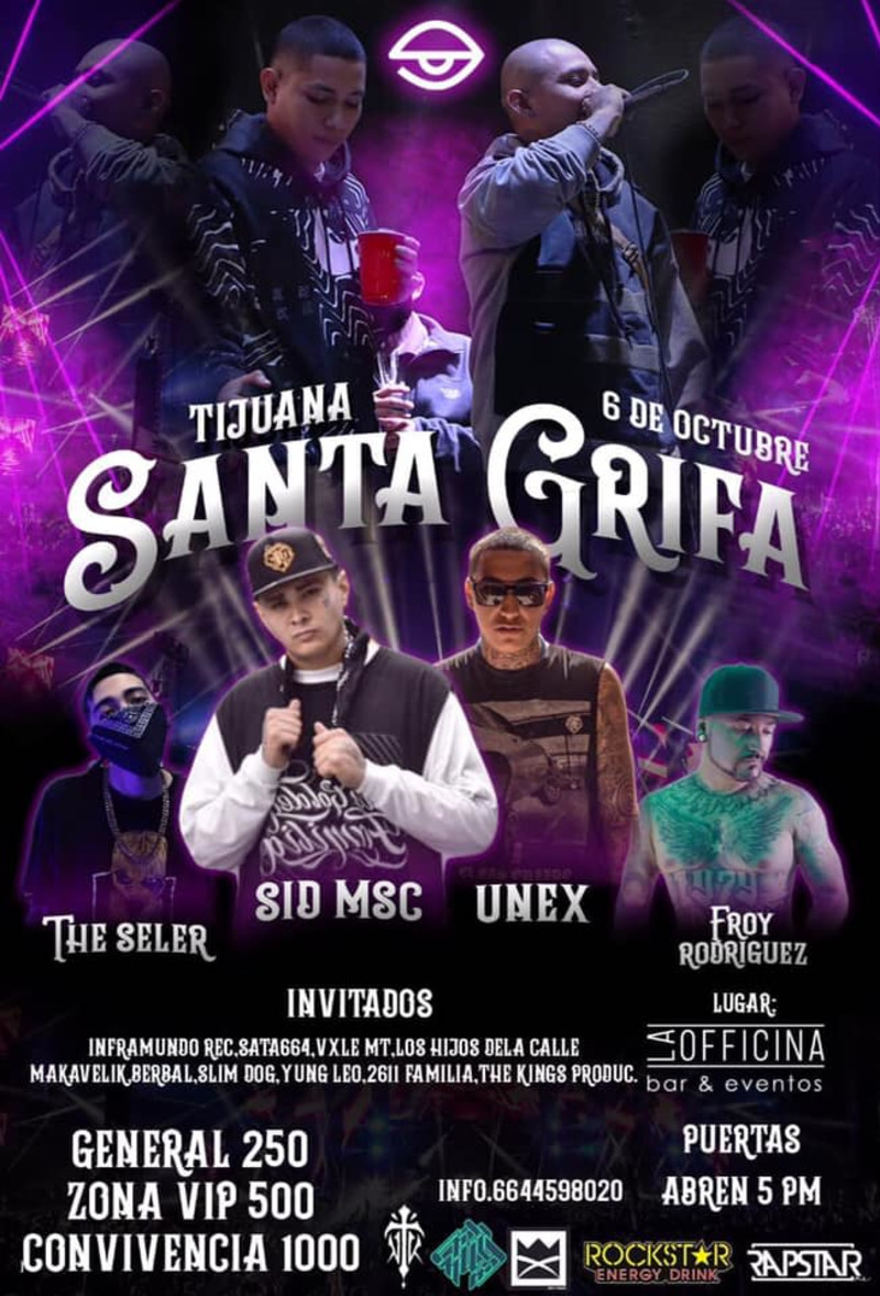 Santa Grifa en Tijuana en La Officina