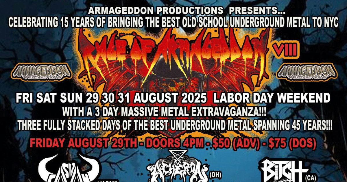 RAGE OF ARMAGEDDON 8 FEST in Brooklyn at The Meadows