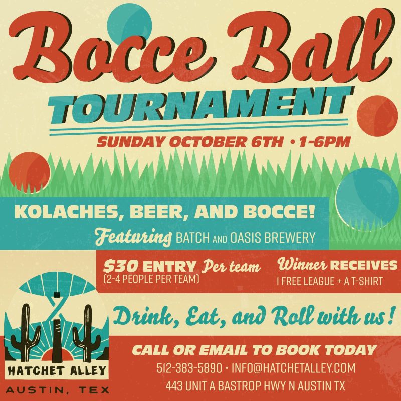 Bocce Ball Tournament in Austin at Hatchet Alley