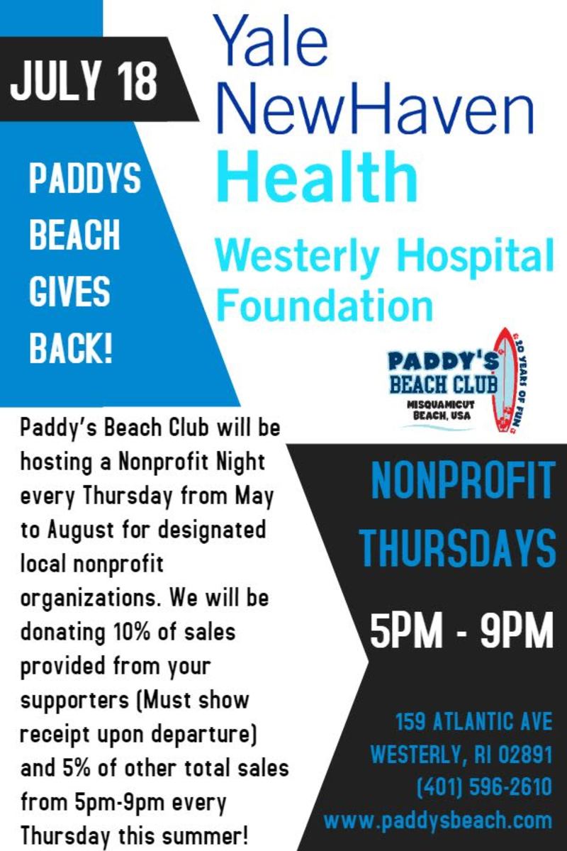 Paddy S Beach Gives Back Westerly Hospital Foundation In