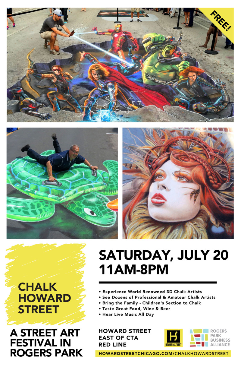 Chalk Howard Street in Chicago at Howard Street