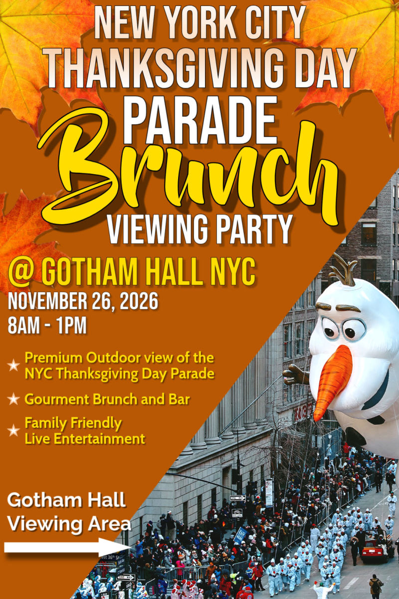 NYC Thanksgiving Day Parade Viewing Brunch 2026 at Gotham Hall