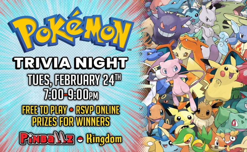 Pokémon Trivia Night at Pinballz Kingdom