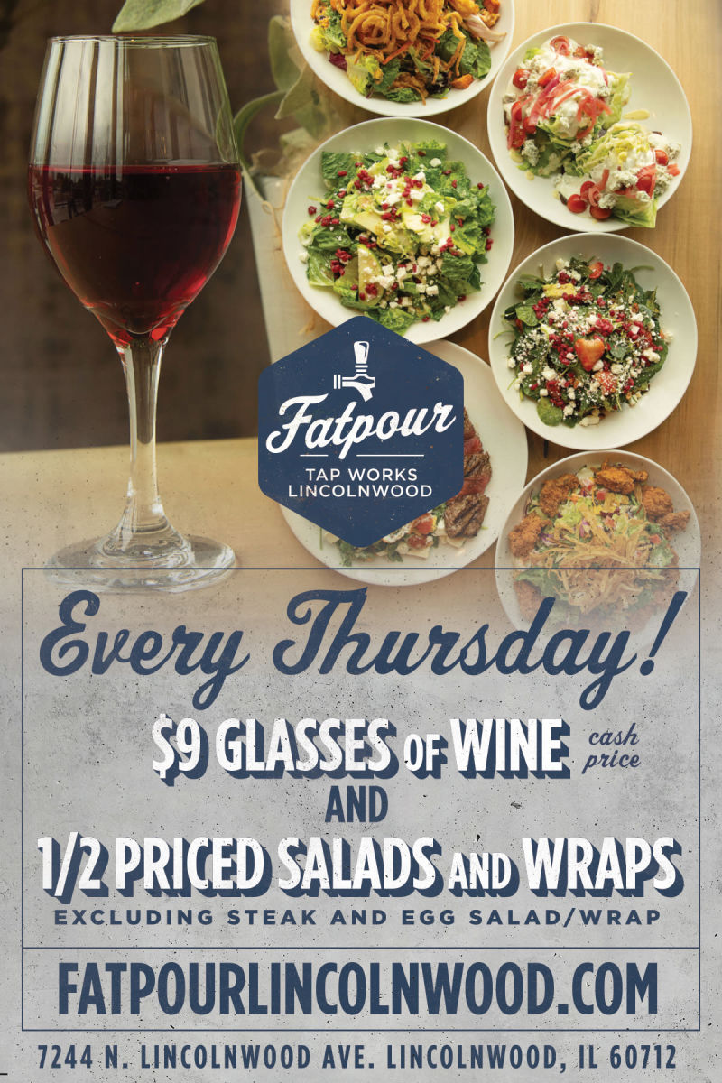 $9 Wine AND Half-Priced Salads & Wraps