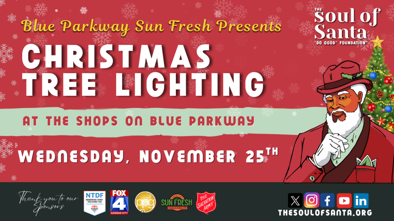 2026 Blue Parkway Christmas Tree Lighting Ceremony featuring The Soul of Santa