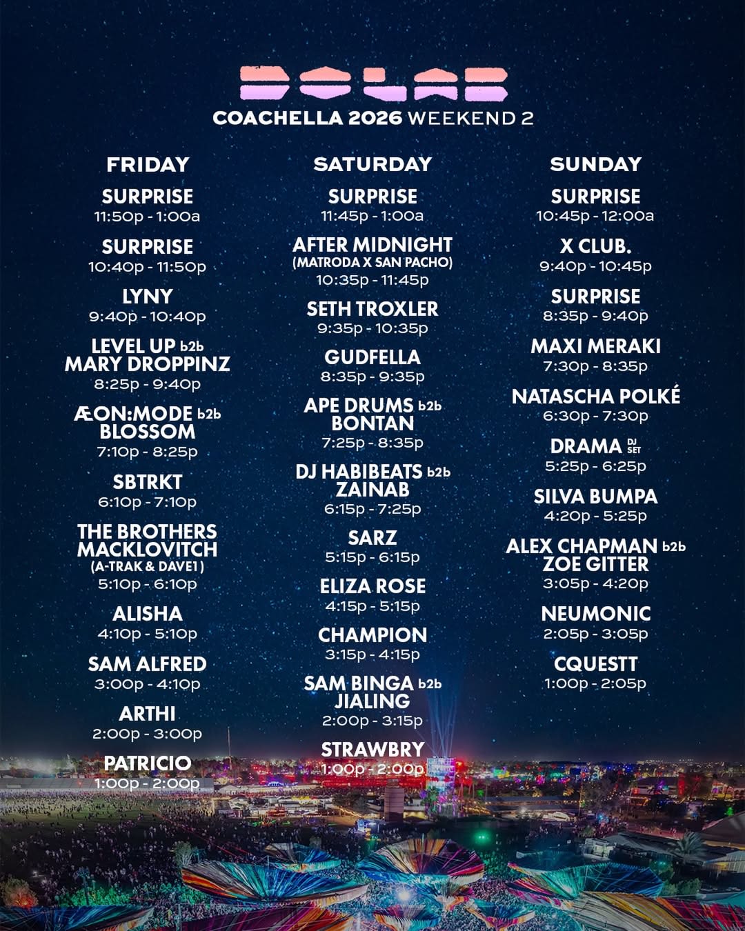 Coachella 2026 Set Times & Editor's Picks