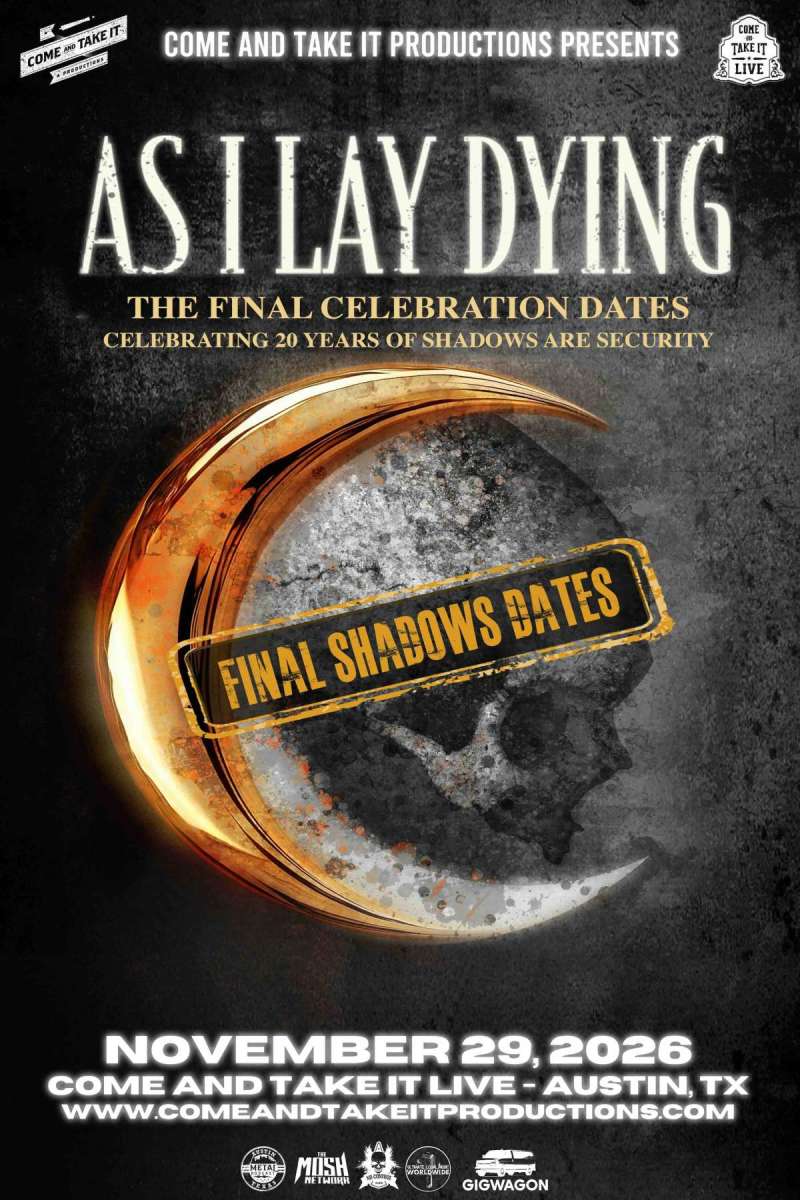 AS I LAY DYING: The Final Dates Celebrating 20 Years of 'Shadows Are Security' - Austin