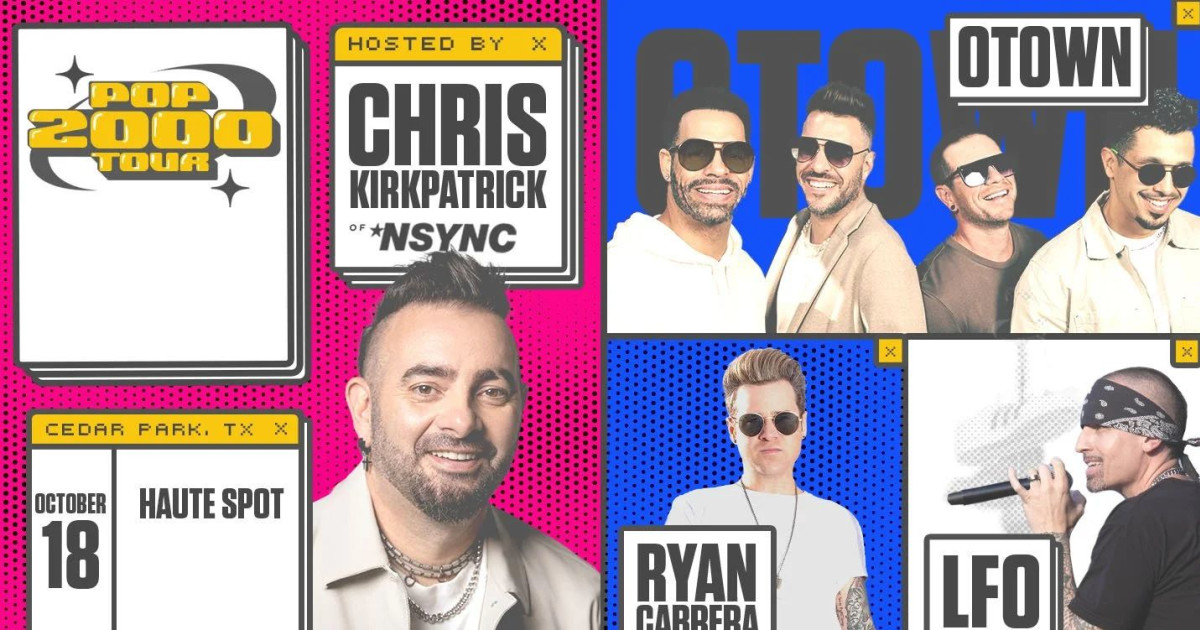 Pop 2000 Tour ft Chris Kirkpatrick of ‘NSYNC, OTOWN, RYAN CABRERA & LFO Austin concert poster