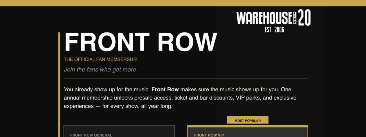 Front Row Membership 2026 2027