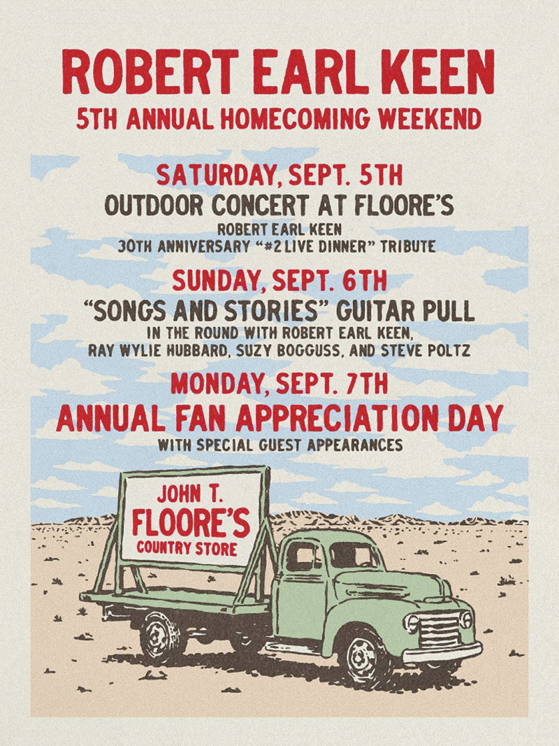 Robert Earl Keen’S Homecoming Weekend – Outdoor Concert W/ Special Guests