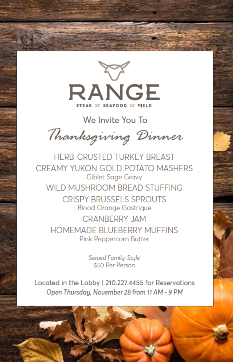 Range Thanksgiving Dinner In San Antonio At Range