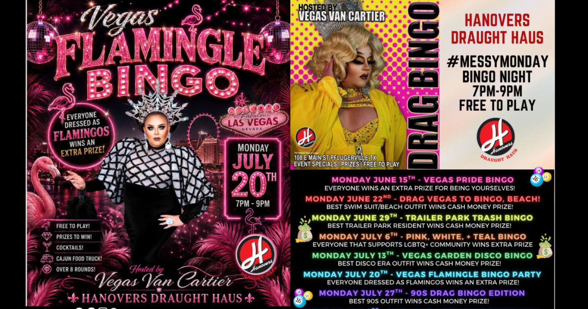 Hanovers Draught Haus Presents Vegas Flamingle Drag Bingo at Hanovers Pflugerville