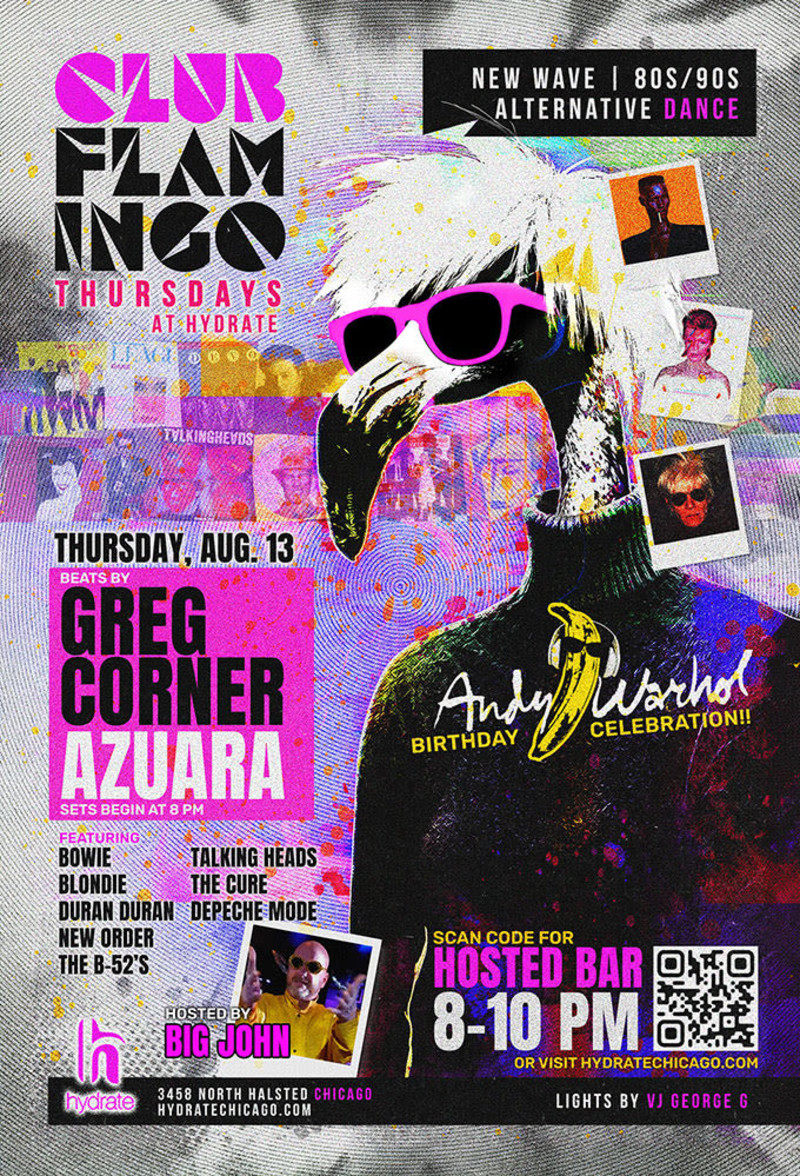 Free RSVP + Hosted Bar • Club Flamingo Andy Warhol Birthday Celebration