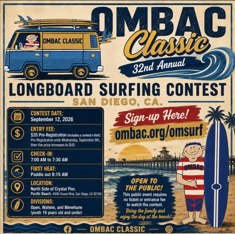32nd Annual OMBAC Classic Longboard Surfing Contest