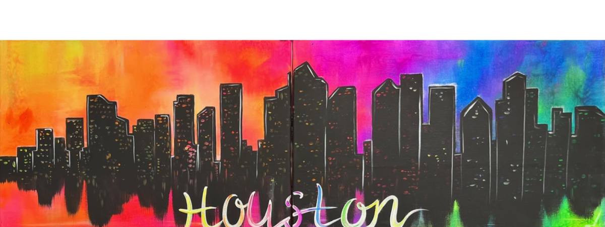 The Colorful Houston Skyline at Night - Paint and Sip in Houston | Classpop!™