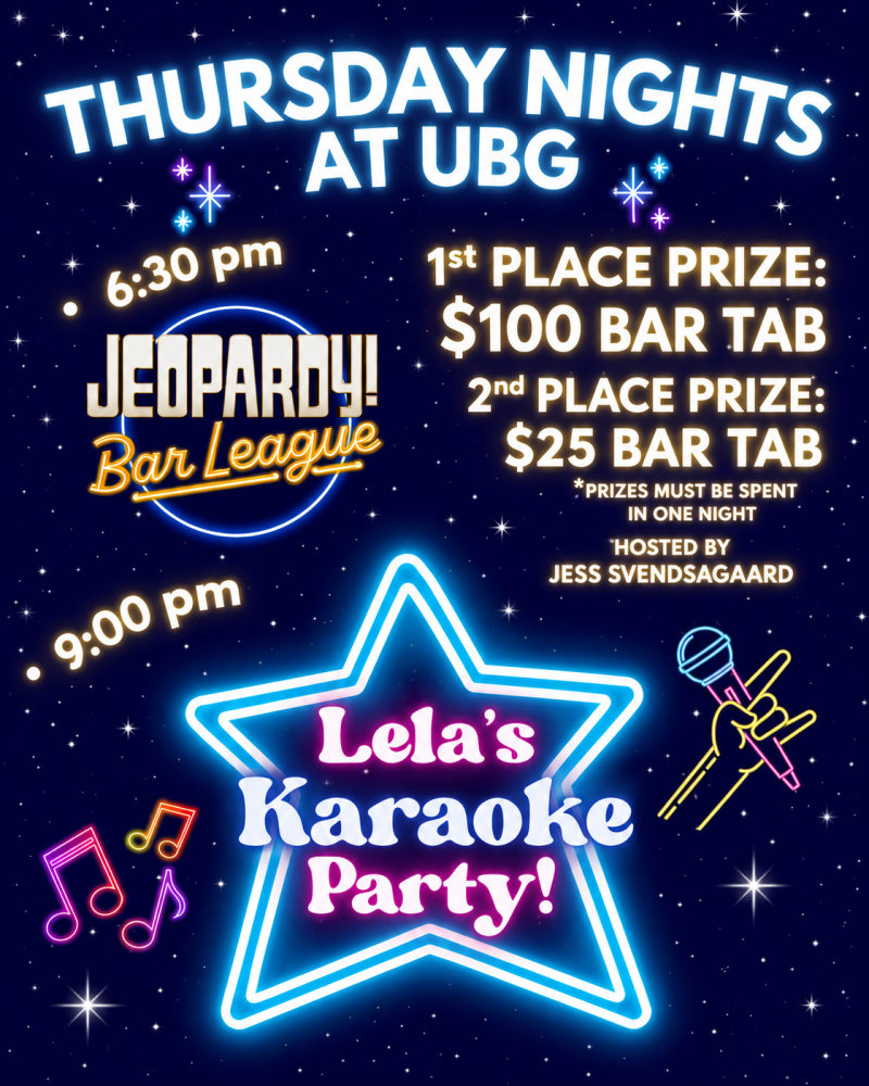 Ubg Thursday Nights! / Jeopardy Bar League & Karaoke