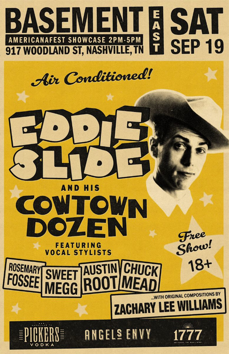 Free Show - Eddie Slide & His Cowtown Dozen at Americanafest w/ Special Guests Chuck Mead, Rosemary Fossee, Sweet Megg, and Aust