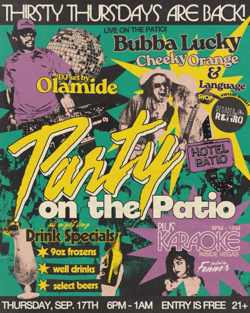 FREE: Party on the Patio with Bubba Lucky, Cheeky Orange,