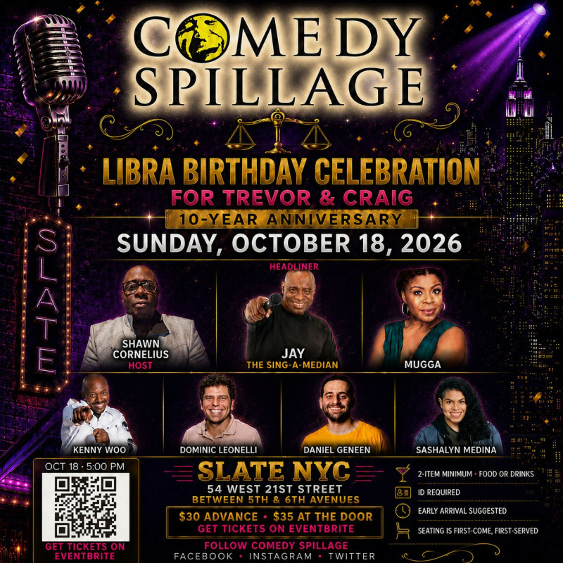 Comedy Spillage Returns to Slate During Its 10 Year Anniversary Celebration on 10/18