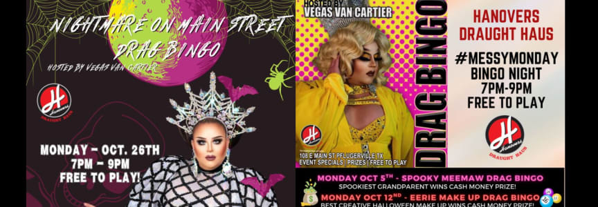 Nightmare Drag Bingo on Main Street at Hanovers Pflugerville