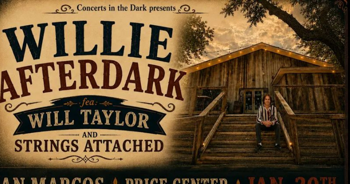 Willie Afterdark | The Price Center, San Marcos Austin concert poster