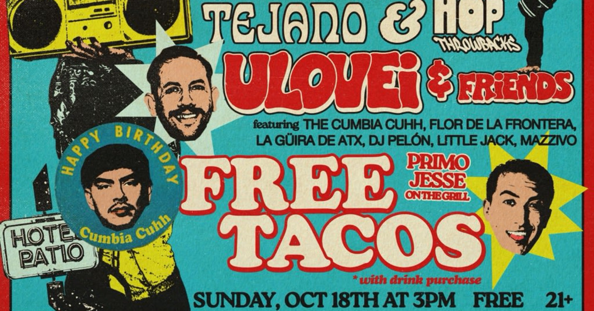 Primos on the Patio with ulovei & Primo Jesse + FREE TACOS! Austin concert poster