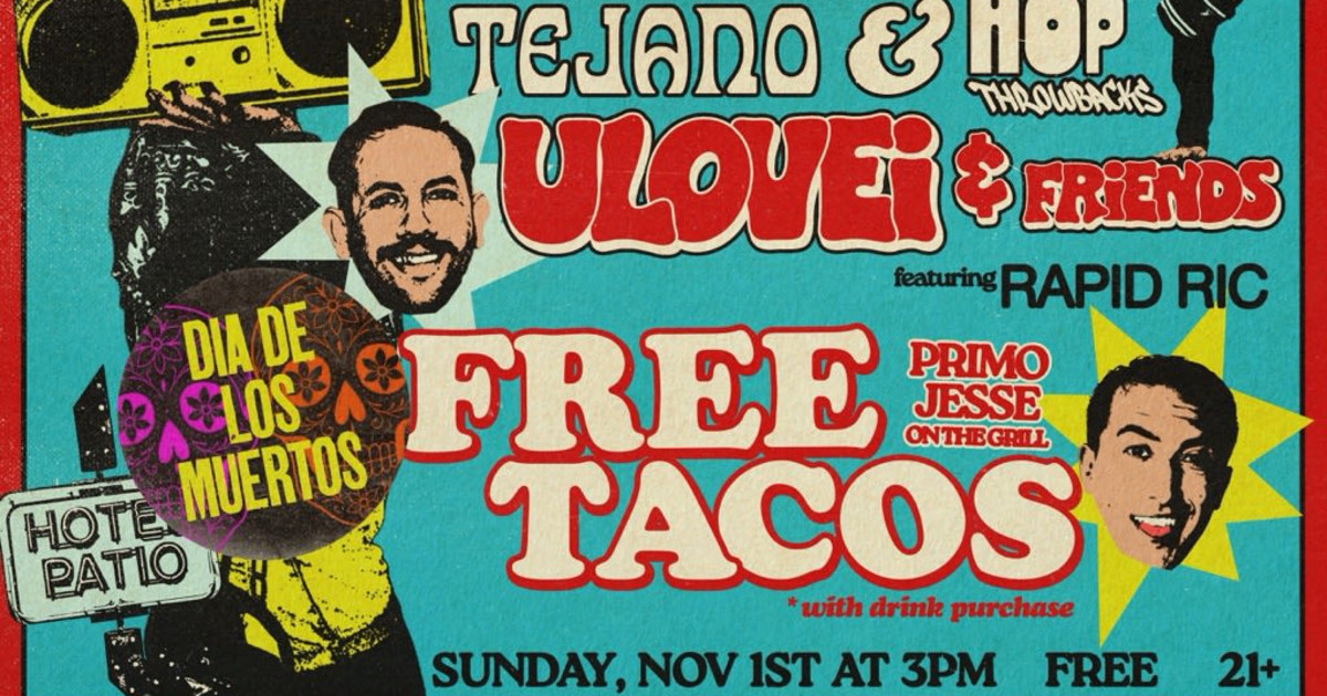 Primos on the Patio with ulovei & Primo Jesse + FREE TACOS! DIA DE LOS MUERTOS Party Austin concert poster