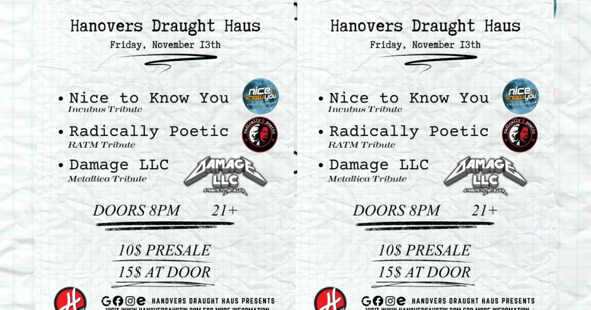 Alternative Grunge Night at Hanovers Pflugerville Austin concert poster