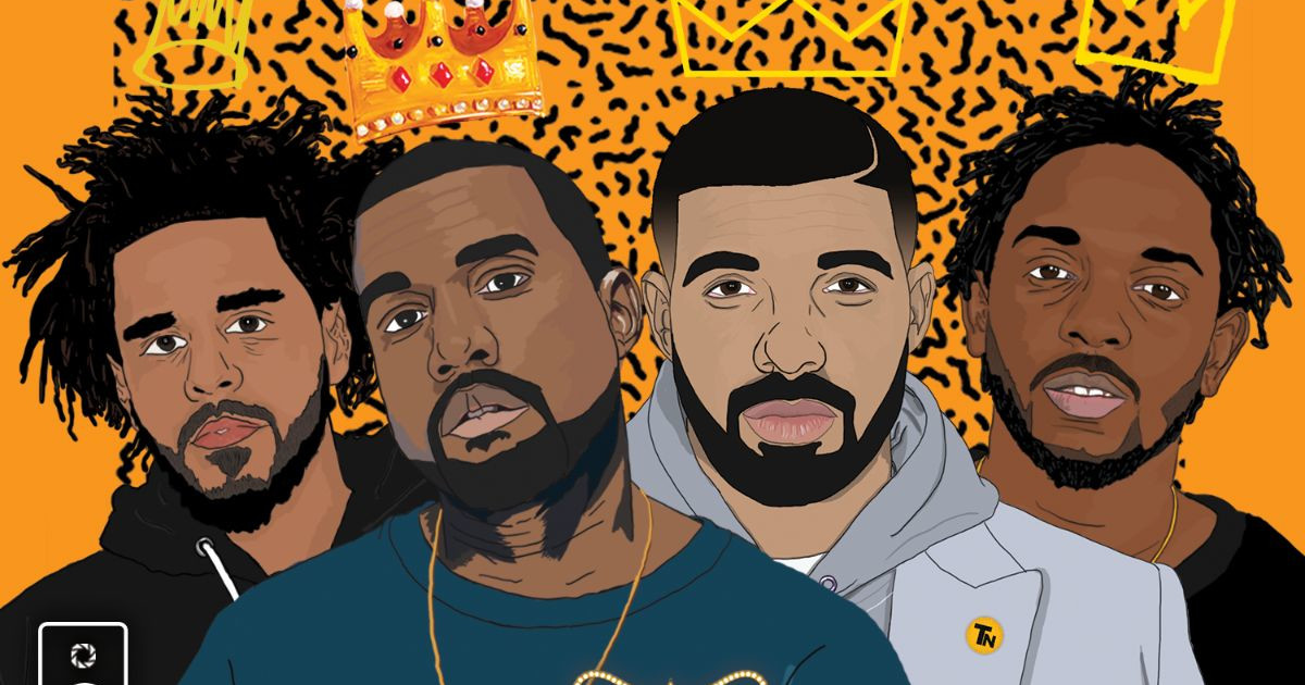 Four Horsemen J. Cole, Kanye, Drake & Kendrick in Brooklyn at