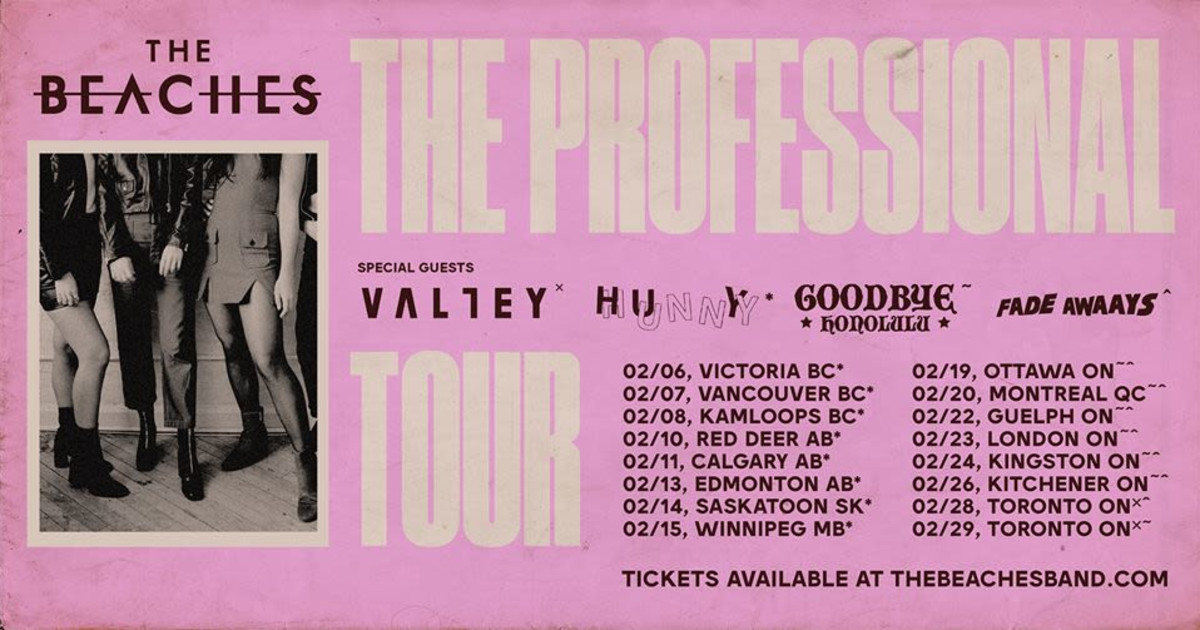 The Beaches, Goodbye Honolulu, Fade Awaays - Feb 24 - Ale House