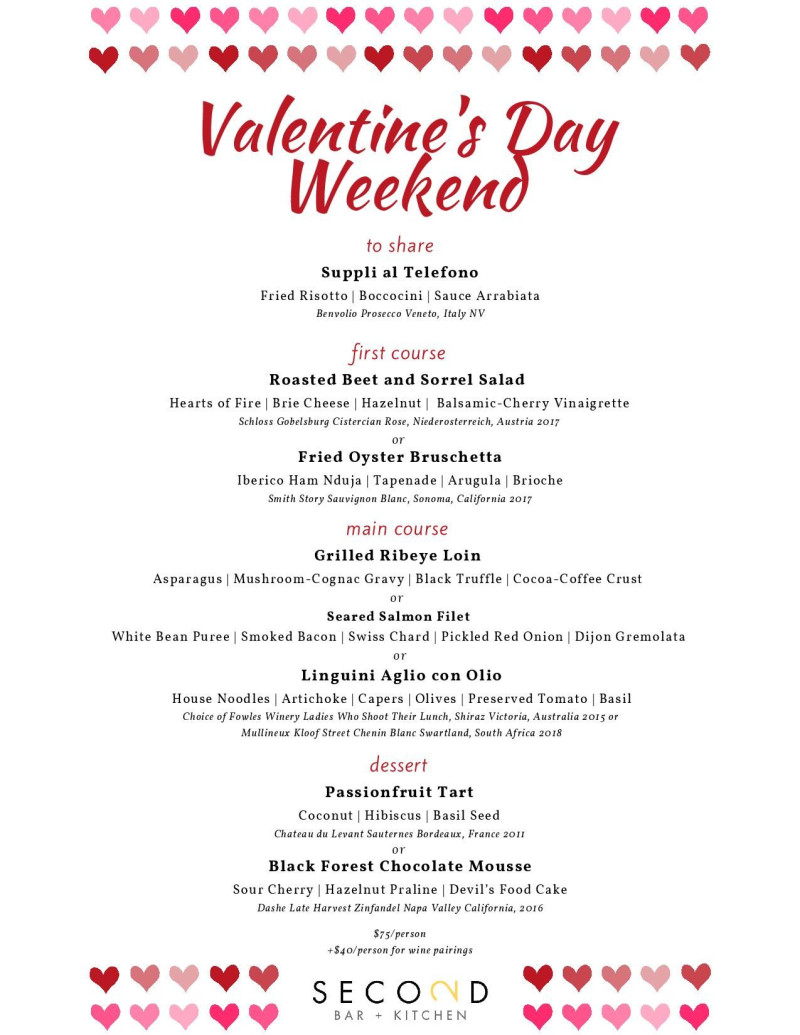 Valentine S Day At Second Bar Kitchen Domain Northside In