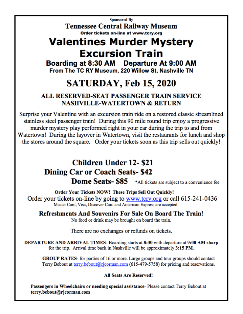Valentine S Murder Mystery Excursion Train In Nashville At