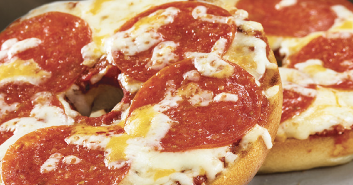 Pizza Bagels for National Pizza Day! in Austin at Einstein Bros.