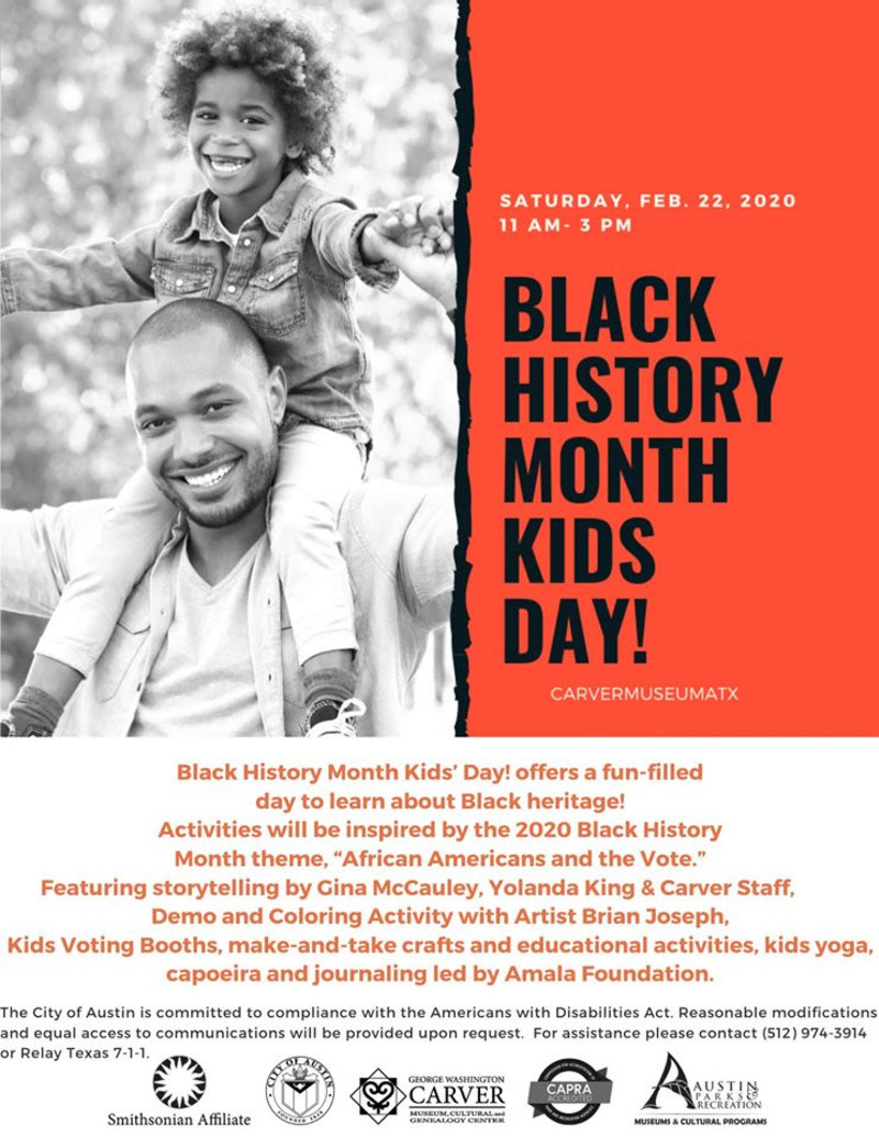 Black History Month Kids Day In Austin At George Washington