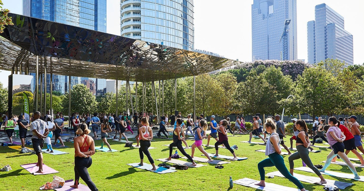 Yoga with Dallas Yoga Center in Dallas at Klyde Warren Park