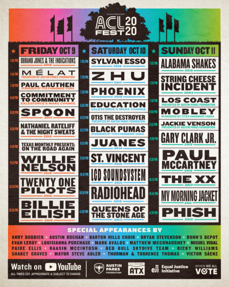 Acl Fest 2020 Phish Paul Mccartney The Xx More In Austin At List Austin City Limits 2022 Weekend Festival