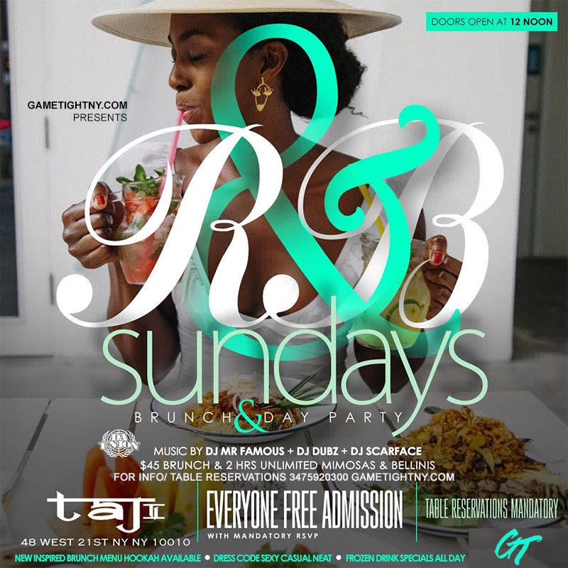 R&B Sundays Bottomless Brunch Party at Taj Lounge NYC in New York