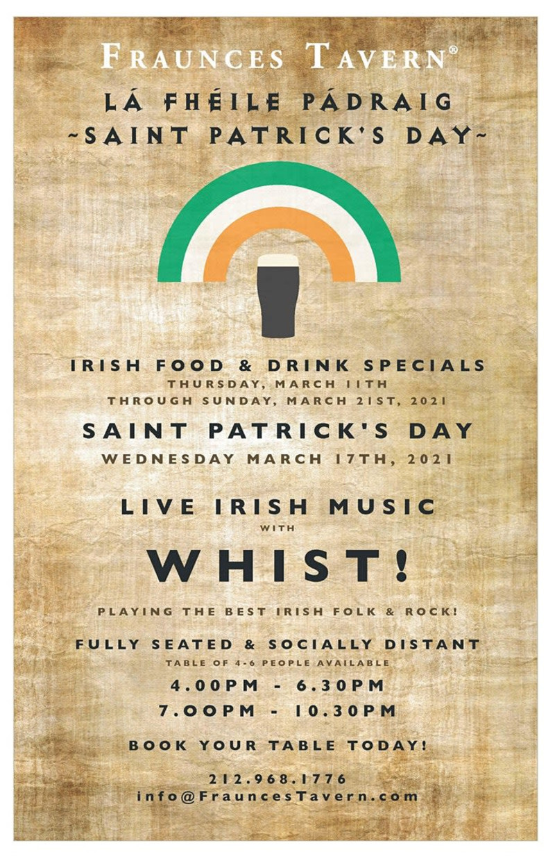 St. Patricks Day Concert in New York at Fraunces Tavern