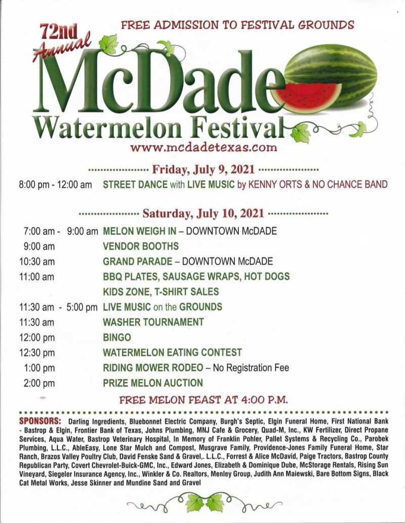 72nd Annual McDade Watermelon Festival in McDade at McDade
