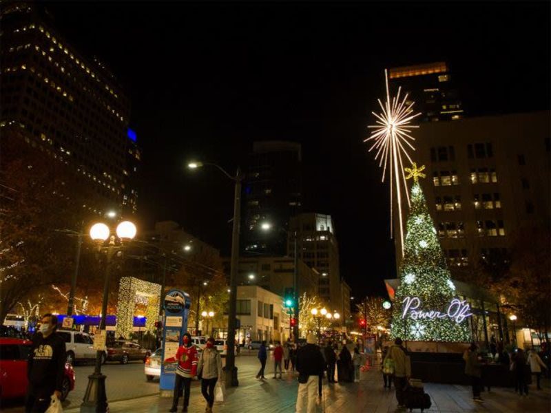 Tree Lighting Celebration In Westlake Park In Seattle At