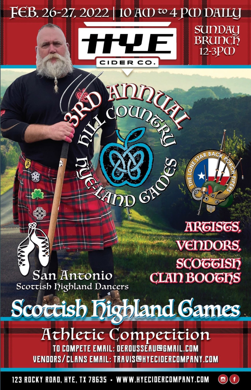3rd Annual Hill Country Hyeland Games in Hye at Hye Cider Company