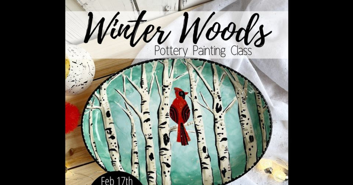 Winter Wood Painting Class in Greenwood at UPaint Pottery Studio